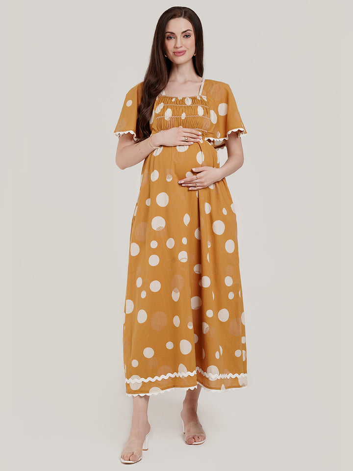 Polka Dots Maternity Cotton Dress