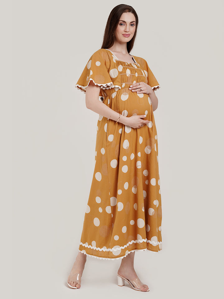 Polka Dots Maternity Cotton Dress