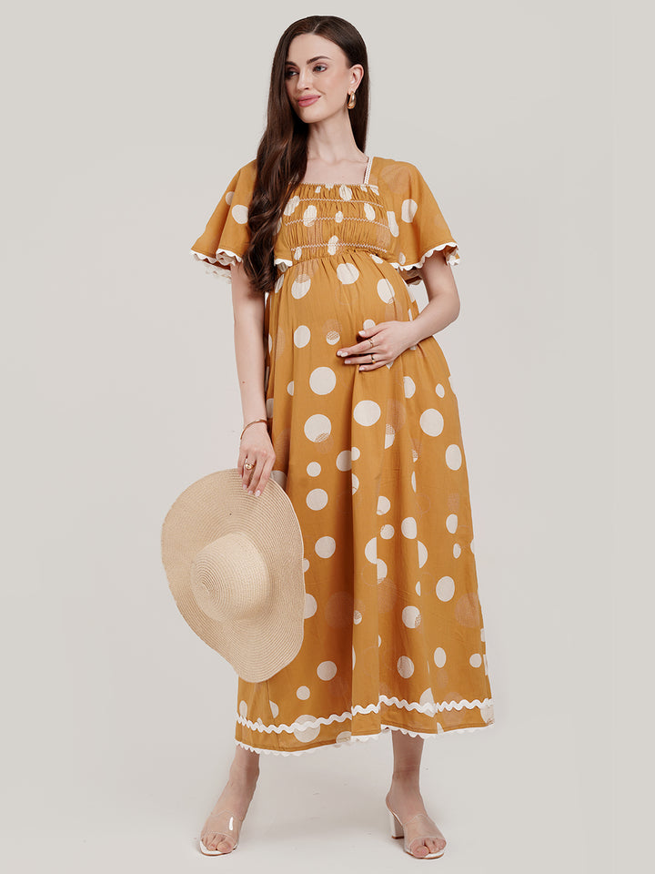 Polka Dots Maternity Cotton Dress