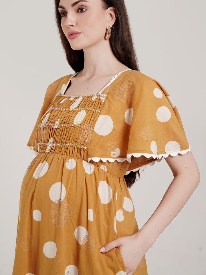 Polka Dots Maternity Cotton Dress