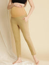 Maternity Cotton Formal Dress Pants- Beige