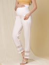 Lace Trim Cotton Pregnancy Pants- White