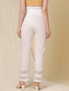 Lace Trim Cotton Pregnancy Pants- White