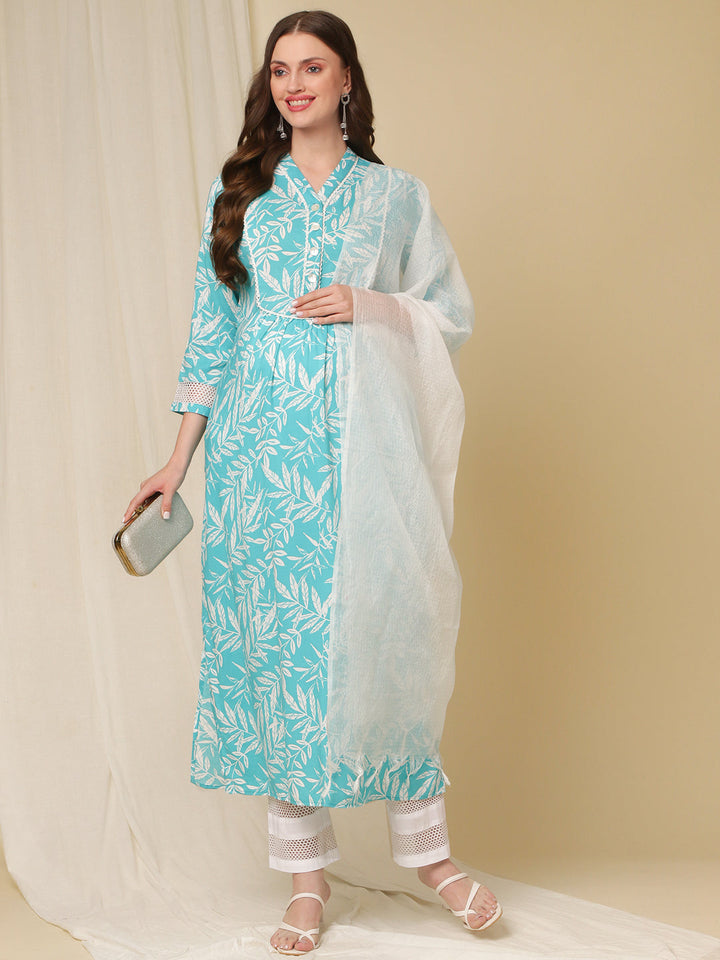 Lace Trim Cotton Pregnancy Pants- White