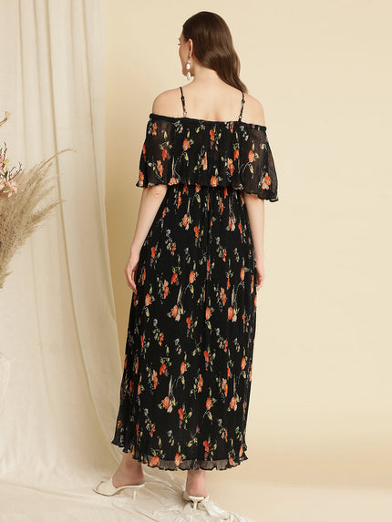 Pregnancy Floral Pleated Dress