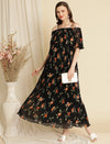 Pregnancy Floral Pleated Dress