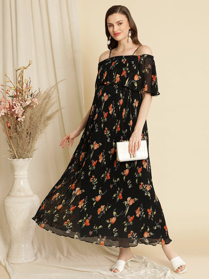 Pregnancy Floral Pleated Dress