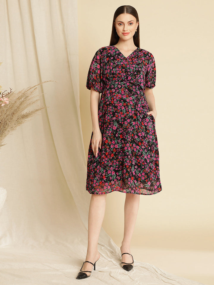 Pregnancy Floral Purple Dress