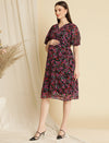Pregnancy Floral Purple Dress