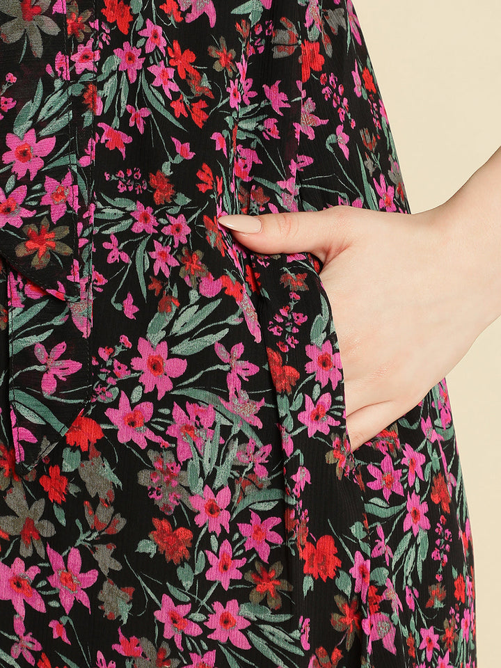 Pregnancy Floral Purple Dress