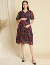 Pregnancy Floral Purple Dress