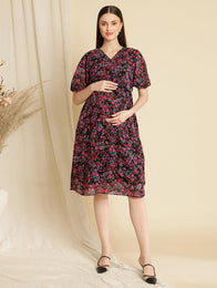 Pregnancy Floral Purple Dress