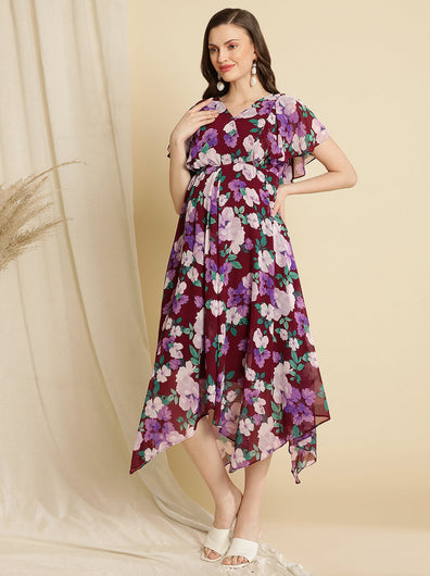 Pregnancy Handkerchief Hem Dress