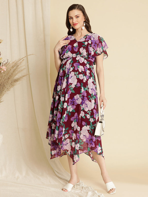 Pregnancy Handkerchief Hem Dress