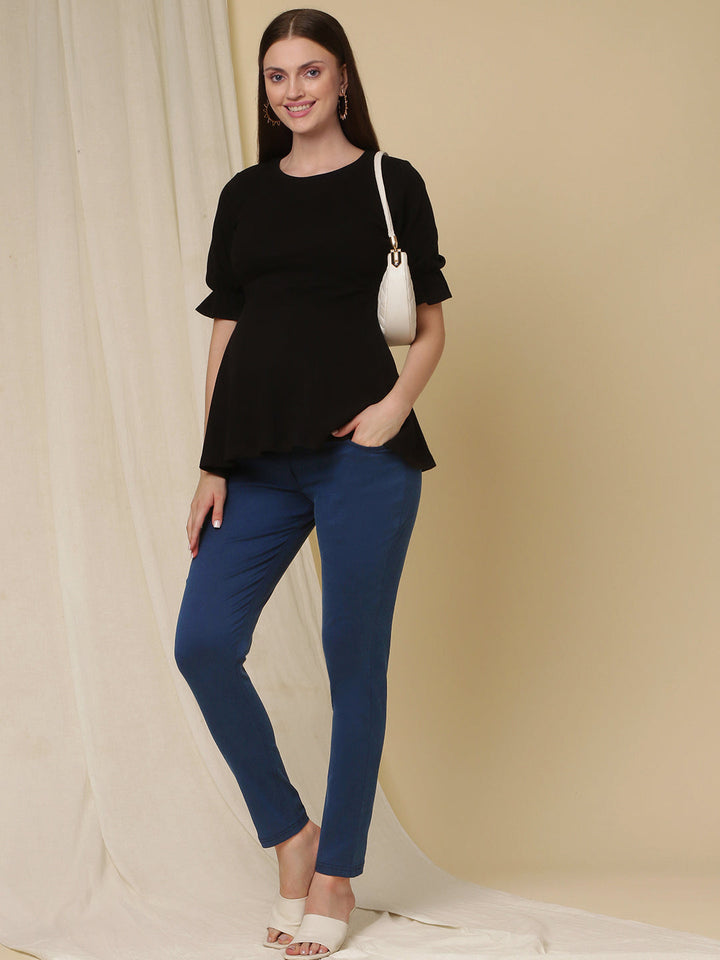 Slim-fit Maternity Denim Pants- Blue