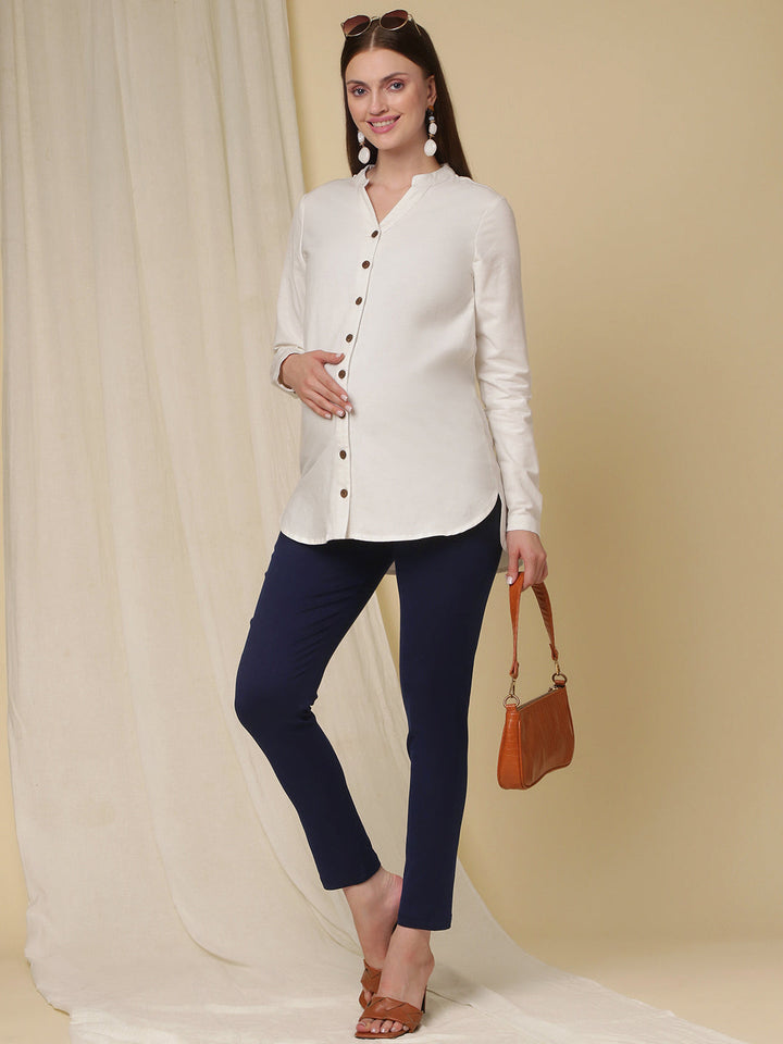 Slim-fit Maternity Denim Pants- Navy Blue