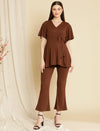 Maternity Ribbed Knit Co-ord Set- Brown