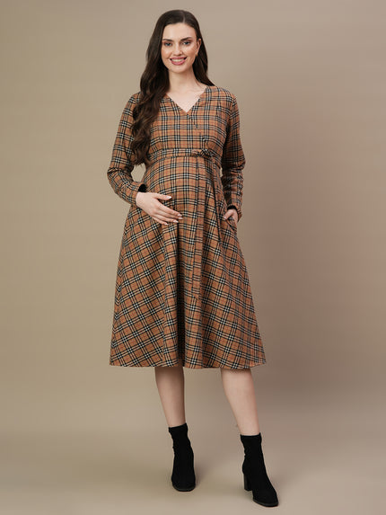 Buy Pregnancy Woolen Midi Dress with Belt