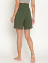Maternity High-rise Over-belly Shorts with Adjustable Drawstring- Myrtle Green