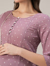 Purple Cotton Maternity & Nursing A-Line Kurta Set with Dupatta