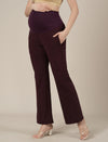 Purple Maternity Pintuck Bootcut Pants