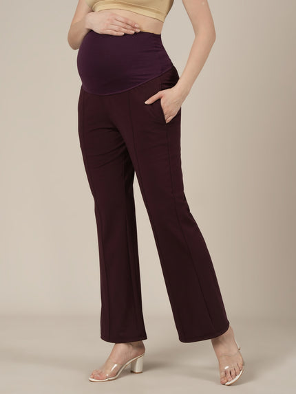 Purple Maternity Pintuck Bootcut Pants