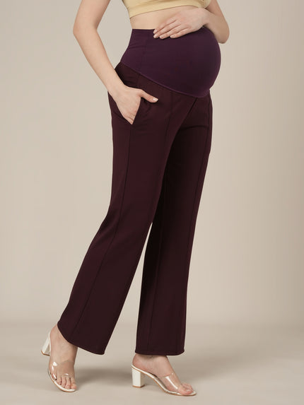 Purple Maternity Pintuck Bootcut Pants