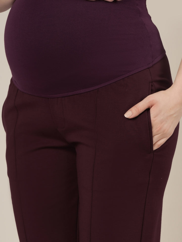 Purple Maternity Pintuck Bootcut Pants