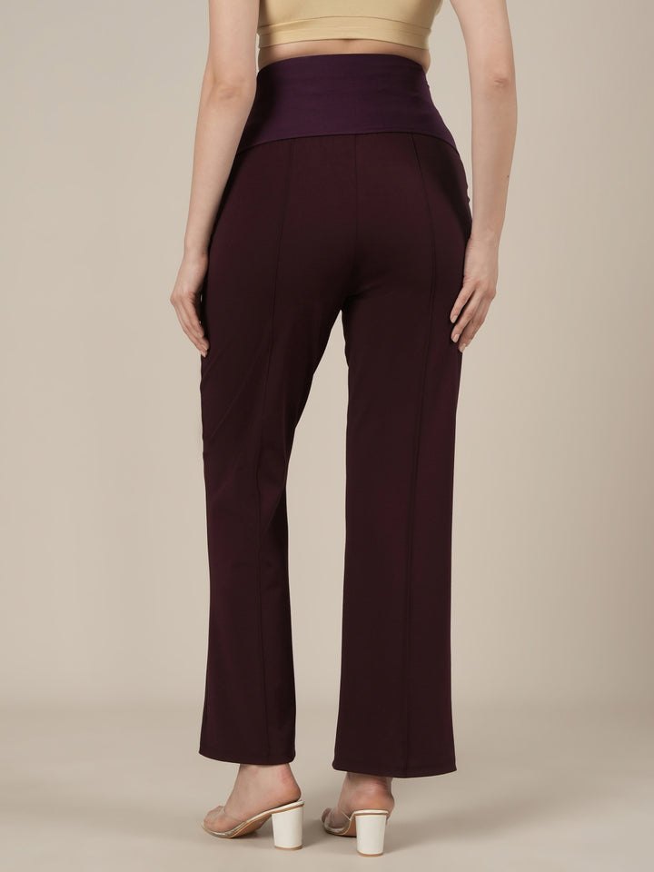 Purple Maternity Pintuck Bootcut Pants