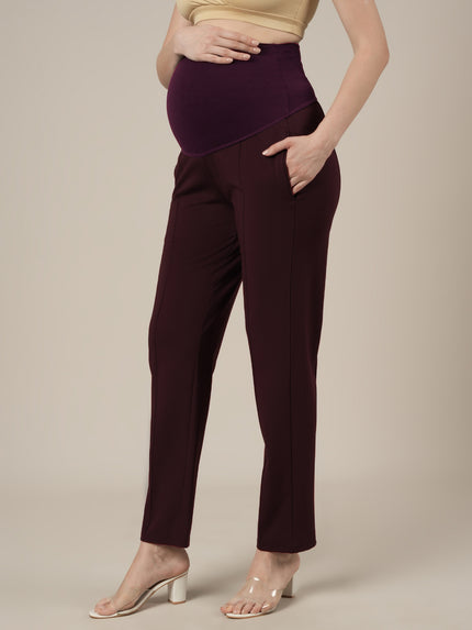 Maternity Pintuck Tapered Fit Pants-Purple