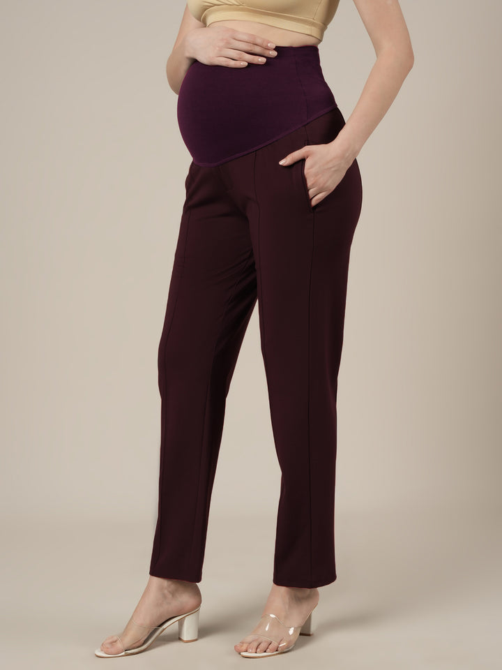 Maternity Pintuck Tapered Fit Pants-Purple