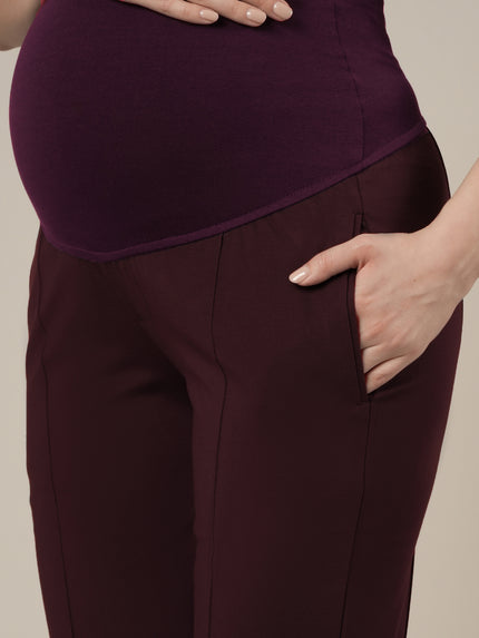 Maternity Pintuck Tapered Fit Pants-Purple