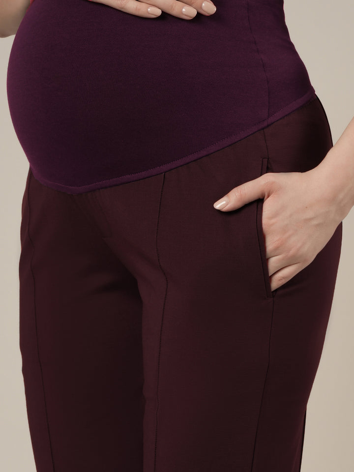 Maternity Pintuck Tapered Fit Pants-Purple