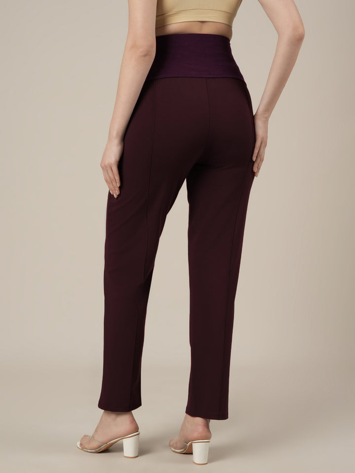 Maternity Pintuck Tapered Fit Pants-Purple