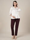 Maternity Pintuck Tapered Fit Pants-Purple