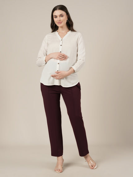 Purple Maternity Stretchy Straight Pants