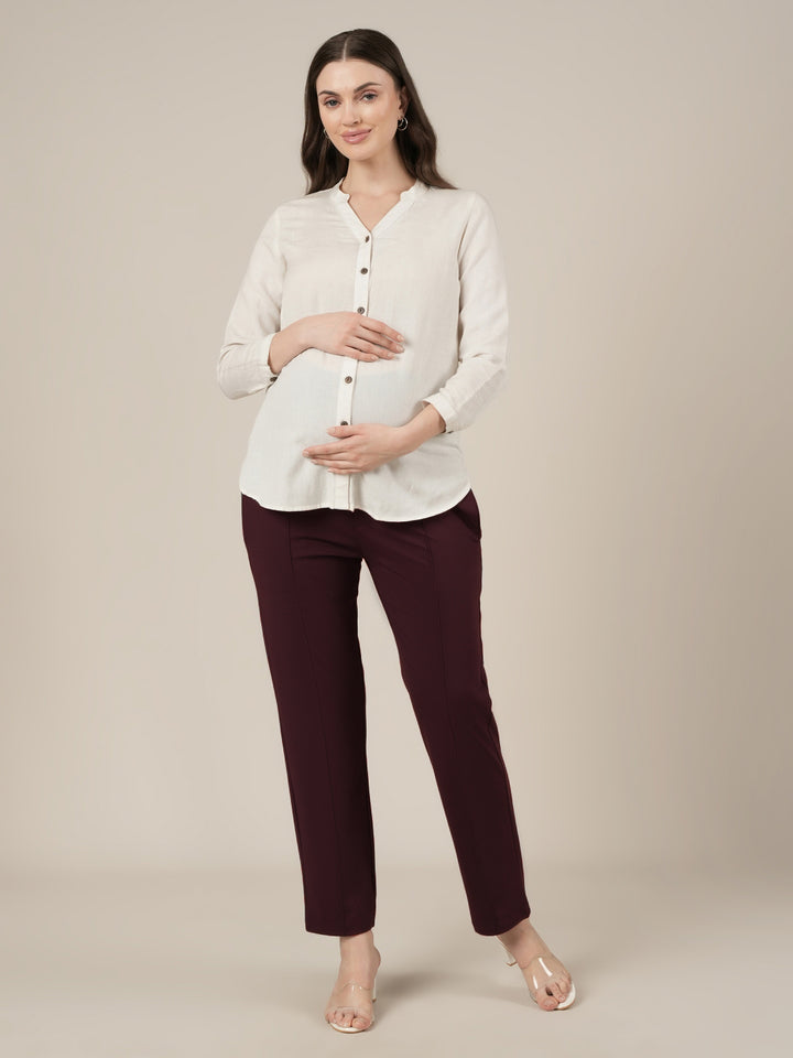 Purple Maternity Stretchy Straight Pants