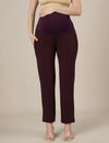 Purple Maternity Stretchy Straight Pants