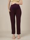 Purple Maternity Stretchy Straight Pants