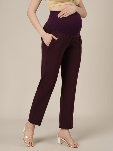 Purple Maternity Stretchy Straight Pants