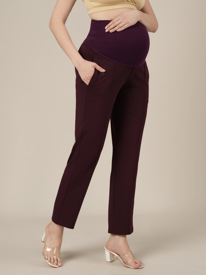 Purple Maternity Stretchy Straight Pants