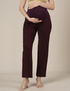 Purple Maternity Stretchy Wide Leg Pants