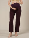 Purple Maternity Stretchy Wide Leg Pants