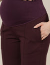 Purple Maternity Stretchy Wide Leg Pants