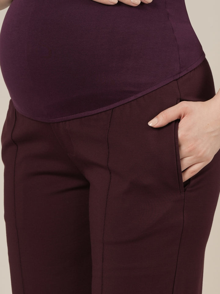 Purple Maternity Stretchy Wide Leg Pants