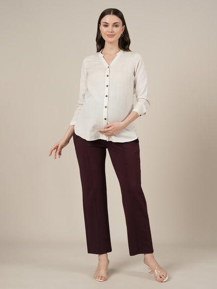 Purple Maternity Stretchy Wide Leg Pants