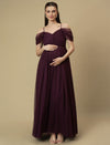 Romantic Tulle Maternity Maxi Dress- Purple