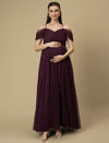 Romantic Tulle Maternity Maxi Dress- Purple