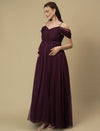 Romantic Tulle Maternity Maxi Dress- Purple