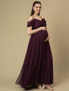 Romantic Tulle Maternity Maxi Dress- Purple